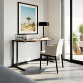 Logan (48", Walnut) Modern Industrial Large Home Office Writing Desk with Thick Wood Top, Black Metal Legs, and Cable Management